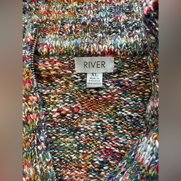 River Rainbow Knit Cardigan/Sweater Full zip. Size XL - Picture 3 of 15